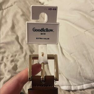 Goodfellow & Co Brown Leather Belt with Gold Buckle